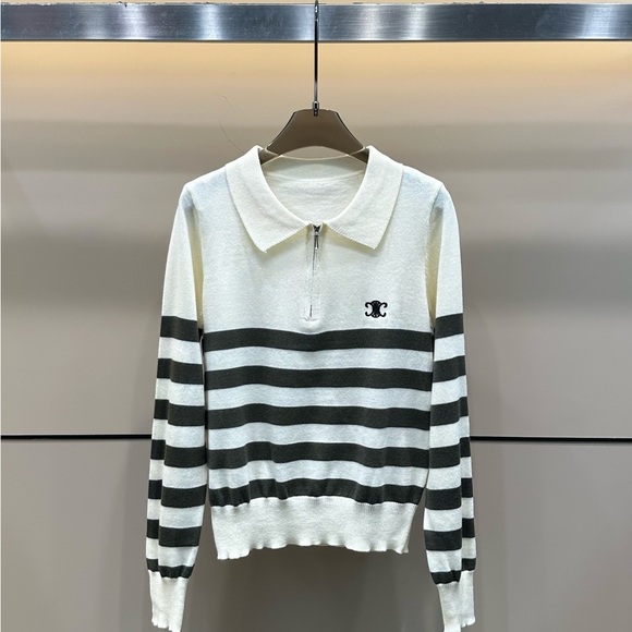 Celine Black and White Striped Sweater - Picture 4 of 5